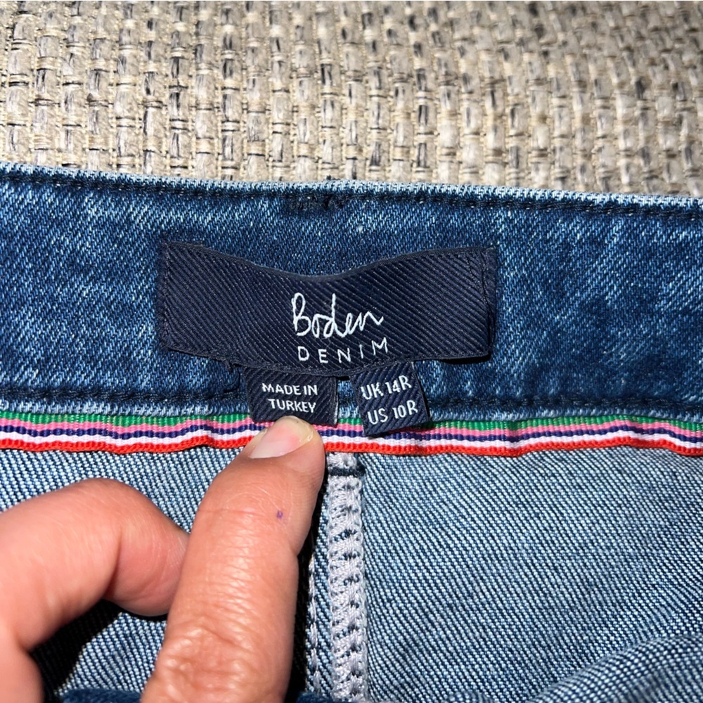 Boden Seamed Denim High Rise Mini Skirt Mid Wash 10R - Picture 5 of 8